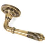 Aged Brass Reeded Lever on Rose Set - Unsprung 2