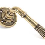 Aged Brass Reeded Lever on Rose Set - Unsprung 1