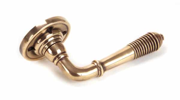 Polished Bronze Reeded Lever on Rose Set - Unsprung 2