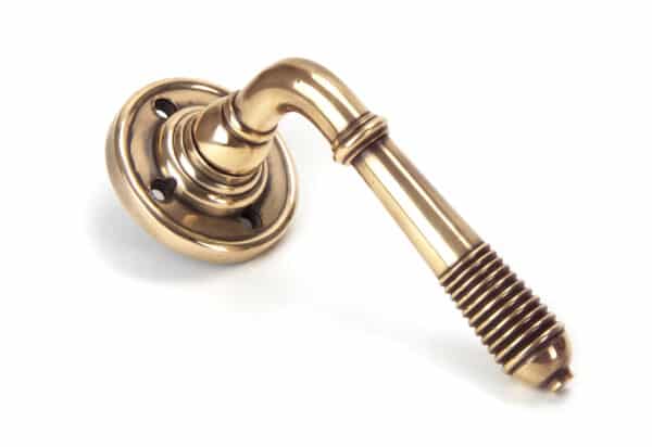 Polished Bronze Reeded Lever on Rose Set - Unsprung 1