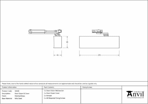 Polished Brass Size 2-5 Door Closer & Cover 3