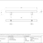 Satin SS (316) 1.5m T Bar Handle Secret Fix 32mm ÃƒËœ 3
