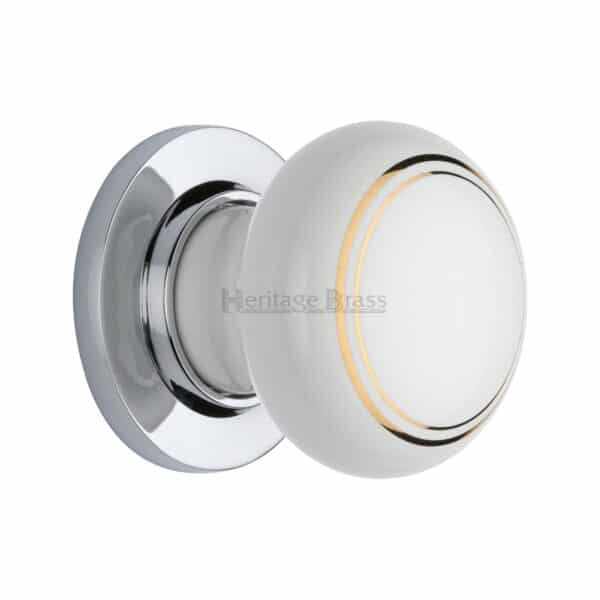 White Crackle Knob with Polished Brass base 1