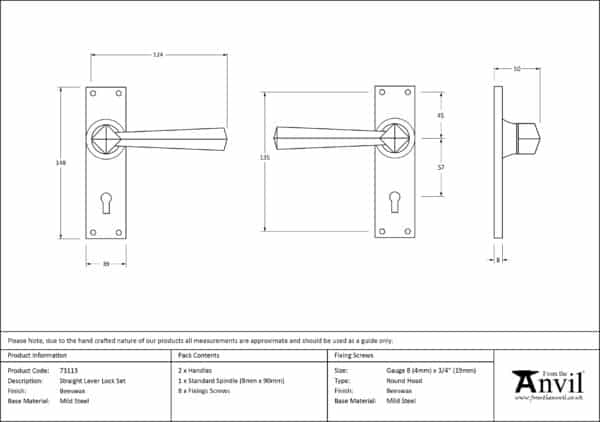 Beeswax Straight Lever Lock Set 2