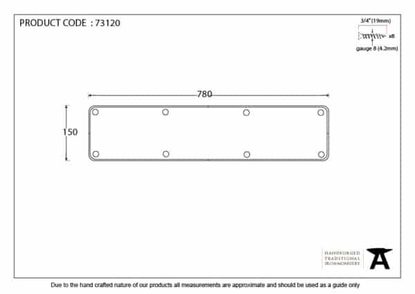 Black 780mm x 150mm Kick Plate 2