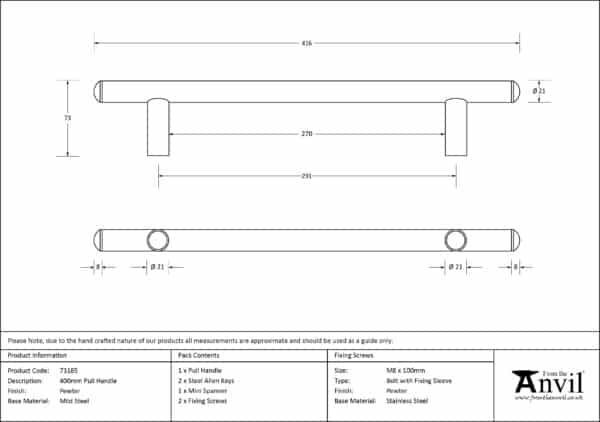 Pewter 400mm Pull Handle 3