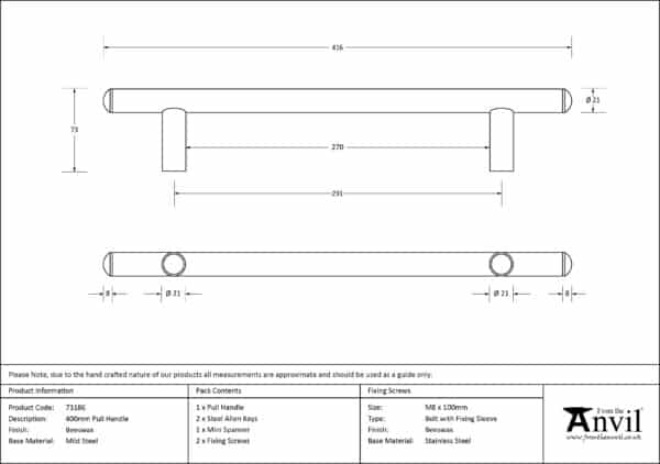 Beeswax 400mm Pull Handle 3