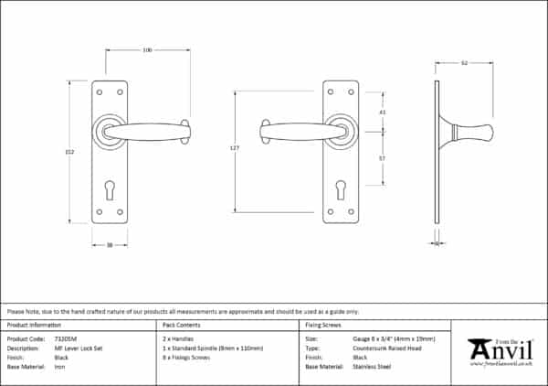 Black MF Lever Lock Set 3