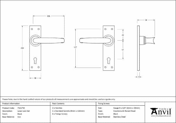 Black Lever Lock Set 3