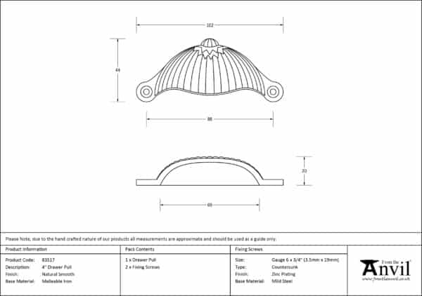 Natural Smooth 4" Flower Drawer Pull 2