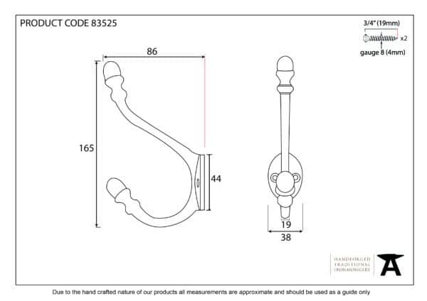 Polished Brass 6 1/2" Hat & Coat Hook 2