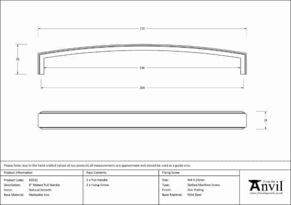 Natural Smooth 9" Ribbed Pull Handle 3