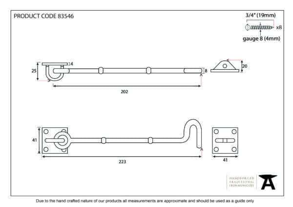 Polished Brass 8" Cabin Hook 2