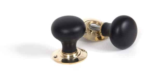 Ebony and PB Bun Mortice/Rim Knob Set 1