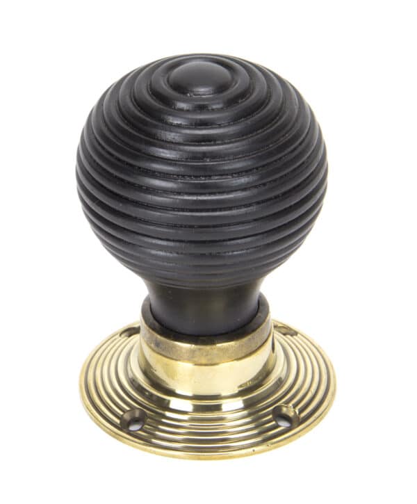 Ebony & Aged Brass Beehive Mortice/Rim Knob Set 2