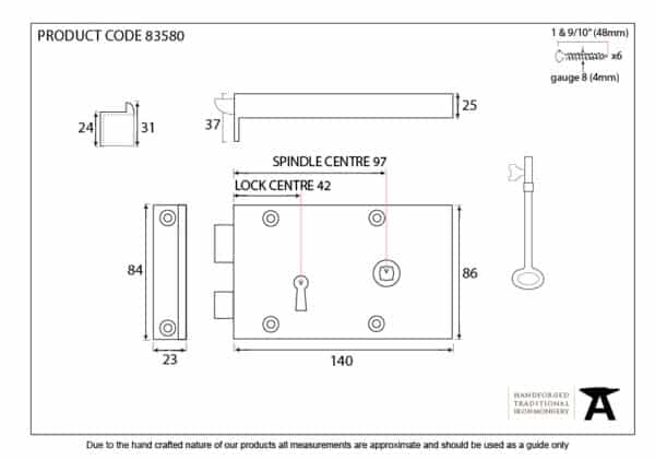 Polished Brass Right Hand Rim Lock - Small 3