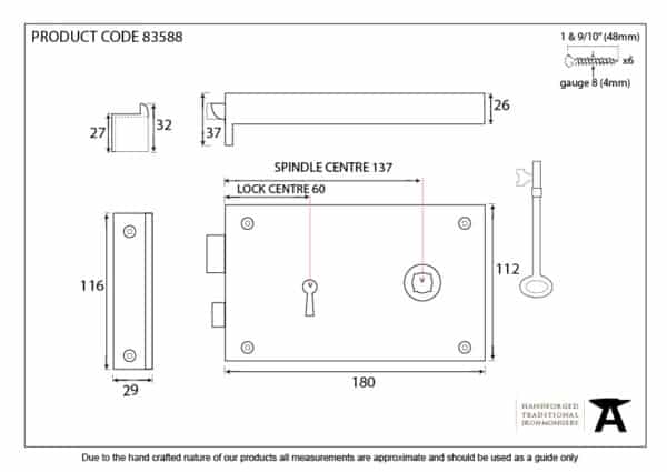 Polished Brass Right Hand Rim Lock - Large 3