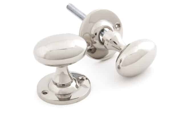 Polished Nickel Oval Mortice/Rim Knob Set 1