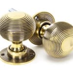 Aged Brass Beehive Mortice/Rim Knob Set 1