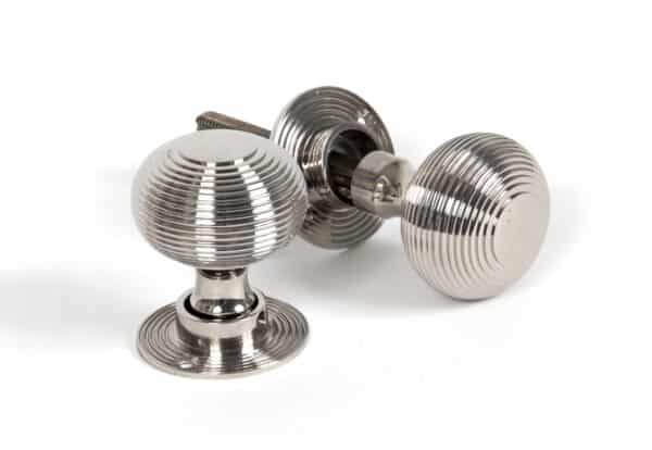 Polished Nickel Heavy Beehive Mortice/Rim Knob Set 1