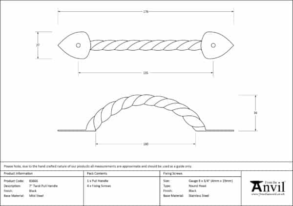 Black 7" Twist Pull Handle 3