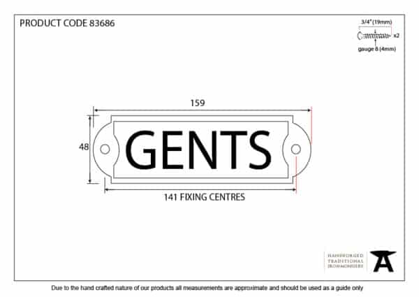 Antique Pewter Gents Sign 2