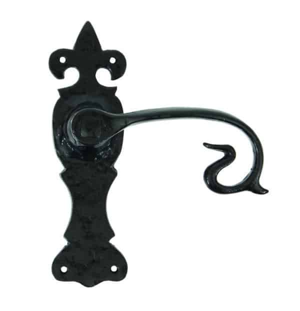 Black Curly Lever Latch Set 1