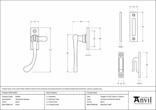 Black Peardrop Fastener 3