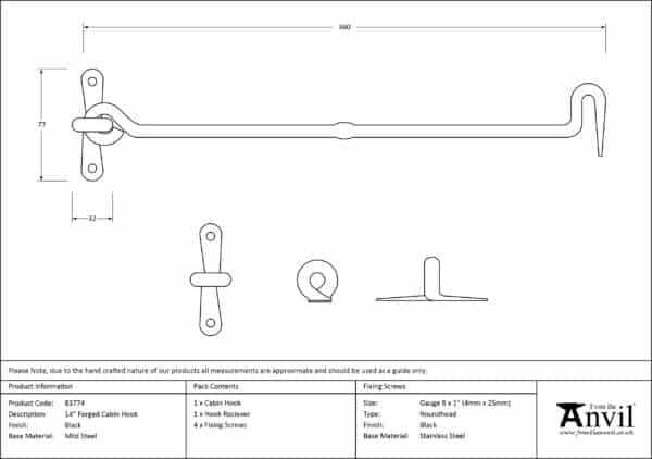 Black 14" Forged Cabin Hook 2