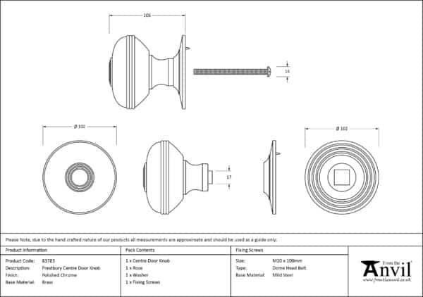 Polished Chrome Prestbury Centre Door Knob 3