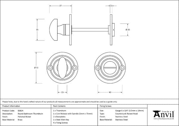 Polished Nickel Round Bathroom Thumbturn 2