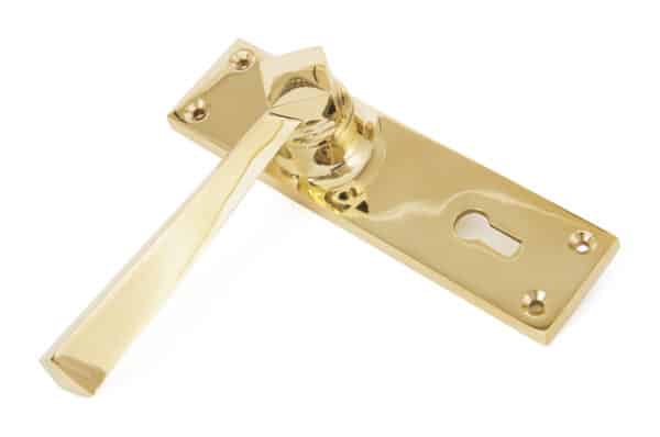 Polished Brass Straight Lever Lock Set 2