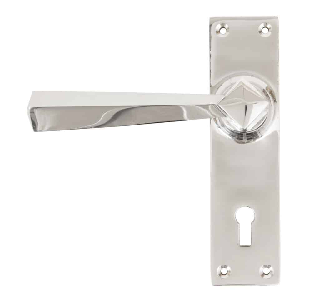 Polished Chrome Straight Lever Lock Set 1