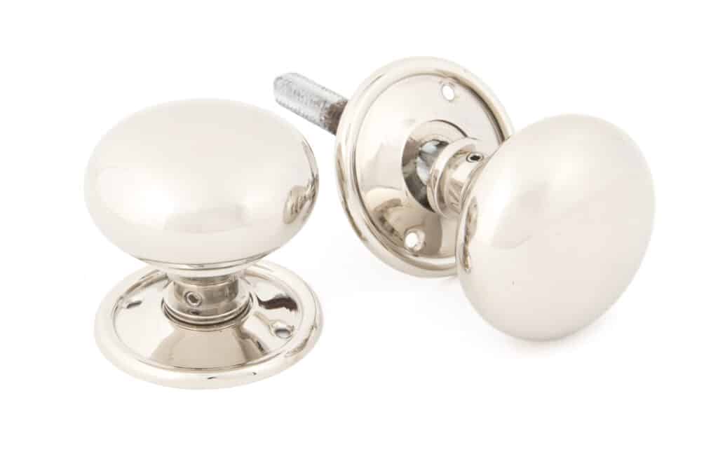 Polished Nickel Mushroom Mortice/Rim Knob Set 1