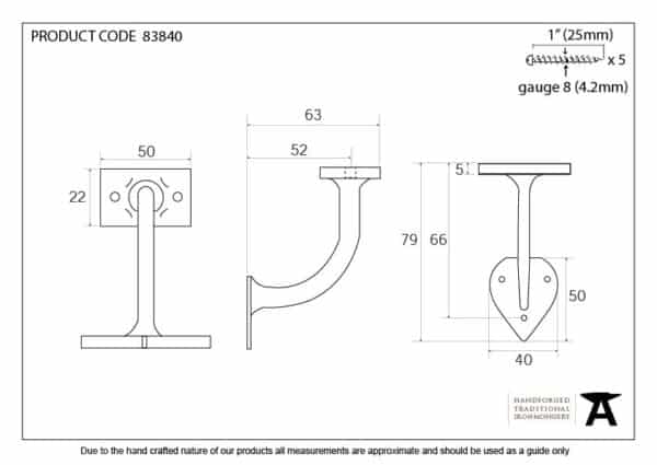 Black 2" Handrail Bracket 2