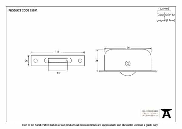 Lacquered Brass Square Ended Sash Pulley 75kg 2