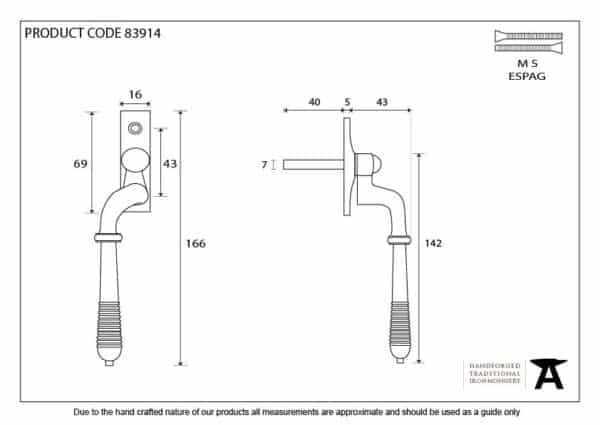 Polished Nickel Reeded Espag - LH 3