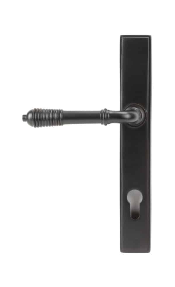 Aged Bronze Reeded Slimline Lever Espag. Lock Set 2