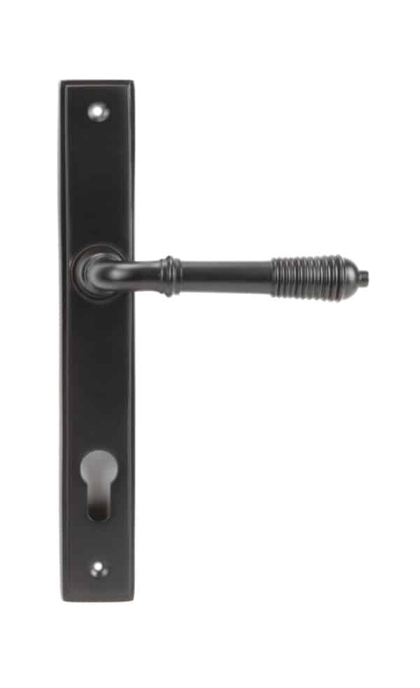 Aged Bronze Reeded Slimline Lever Espag. Lock Set 1