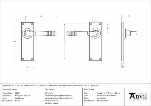 Aged Bronze Reeded Lever Latch Set 3