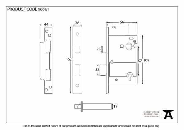 Black 2Â½" 5 Lever Heavy Duty Sashlock KA 2