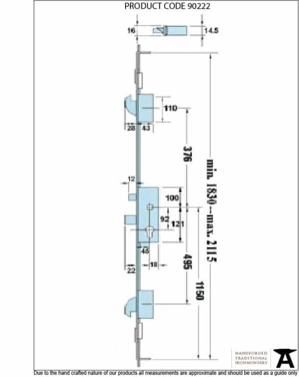 SS French Door Multipoint Lock Kit 57mm Door 3