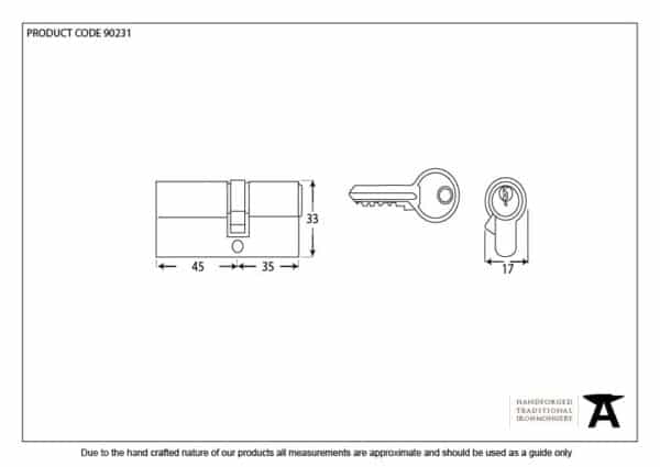 Black 35/45 6pin Euro Cylinder KA 2