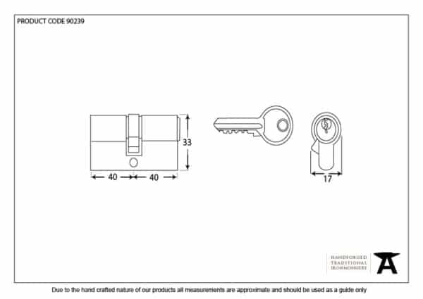 Black 40/40 6pin Euro Cylinder KA 2