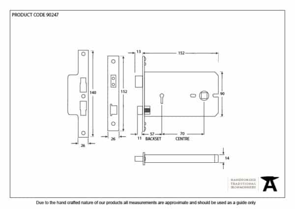 Black 6" Horizontal 5 Lever Sashlock 2