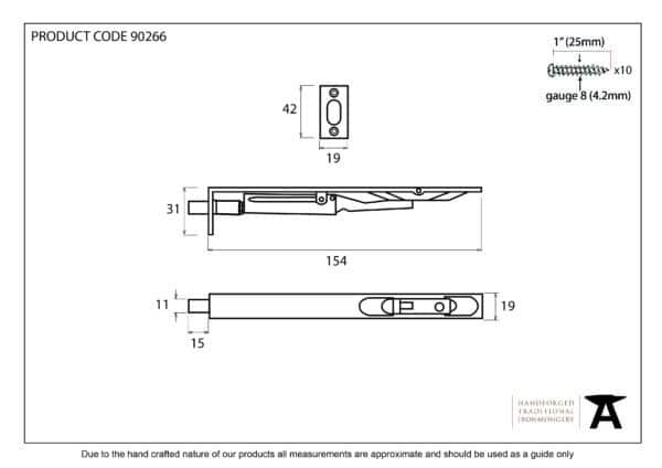 Black PVD Stainless Steel 6" Flush Bolt 3