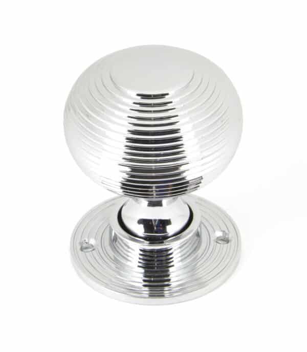 Polished Chrome Heavy Beehive Mortice/Rim Knob Set 2