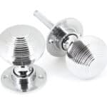 Polished Chrome Heavy Beehive Mortice/Rim Knob Set 1