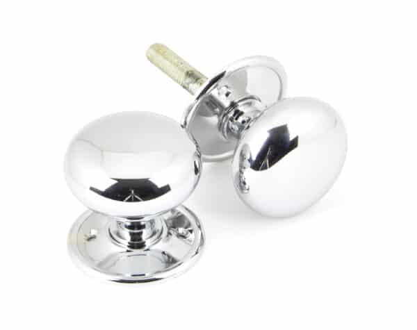 Polished Chrome Mushroom Mortice/Rim Knob Set 1