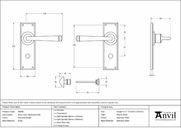 Polished Nickel Avon Lever Bathroom Set 3